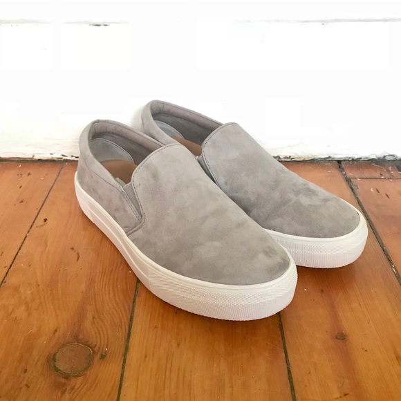 steve madden gray suede slip ons